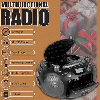 Retekess TR630: Premium CD Cassette Player Boombox – Side View