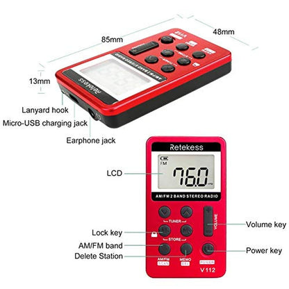 Retekess V112: Retekess Portable AM FM Radio – Close-up Detail
