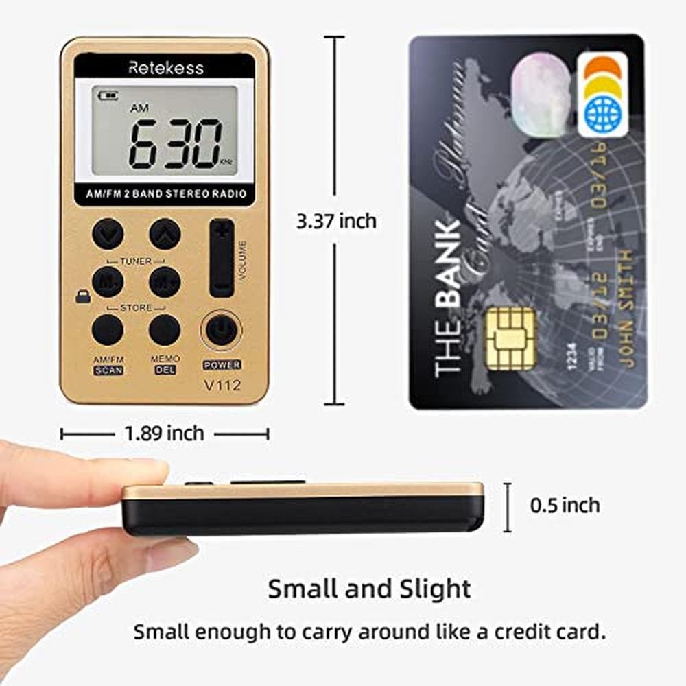 Radio Retekess: Retekess V112 AM FM Radio Portable Mini – Side View