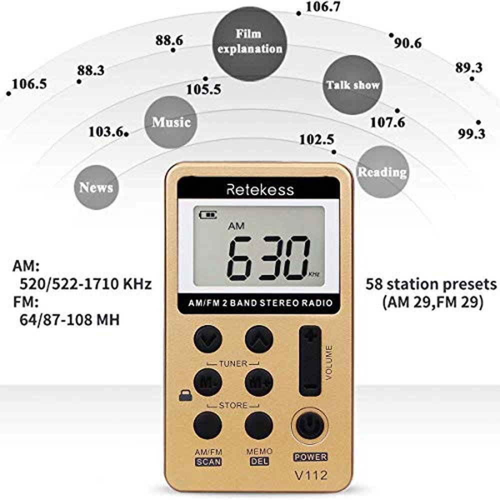 Radio Retekess: Retekess V112 AM FM Radio Portable Mini – Close-up Detail