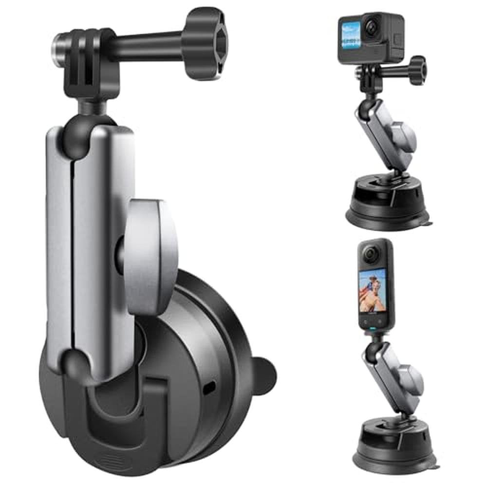 Car Mount: REYGEAK Suction Cup Car Mount with 1/4 Thread – Front View