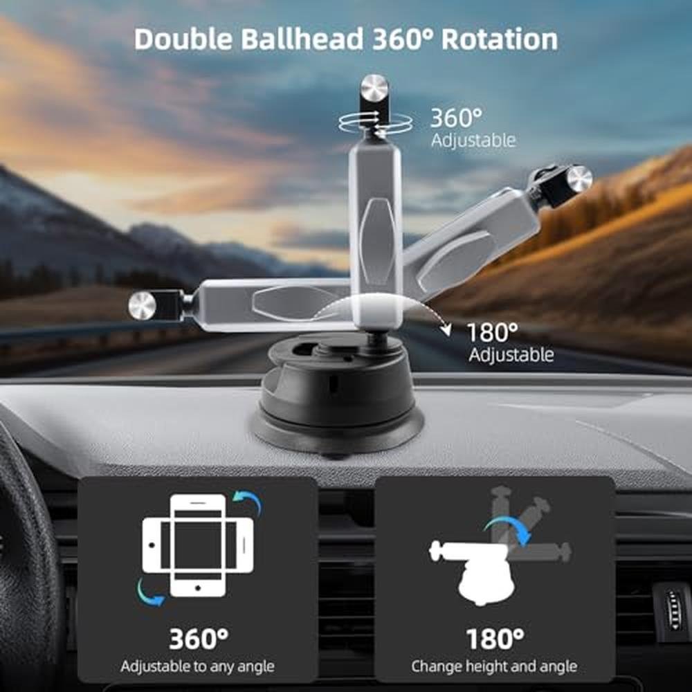 Car Mount: REYGEAK Suction Cup Car Mount with 1/4 Thread – Side View