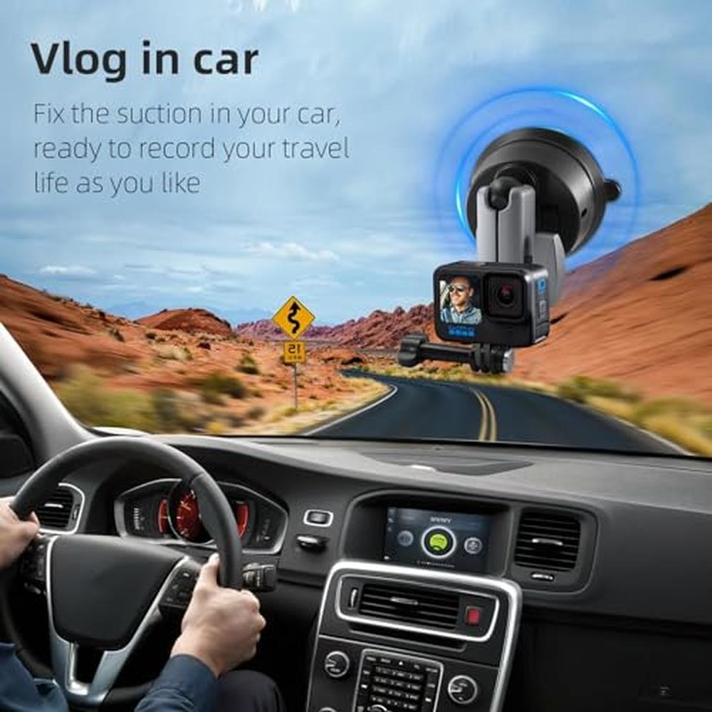 Car Mount: REYGEAK Suction Cup Car Mount with 1/4 Thread – In Use