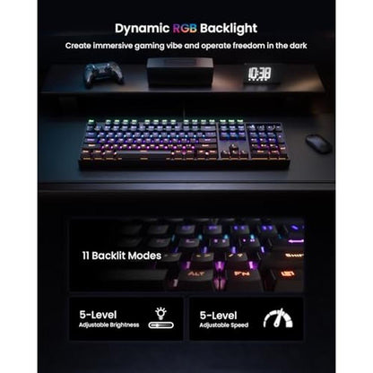 Keyboard: RGB Mechanical Gaming Keyboard Blue Switch 104 – Side View