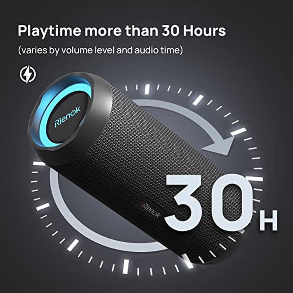 Bluetooth Speaker: RIENOK Portable 30W Dual Pairing True – Close-up Detail