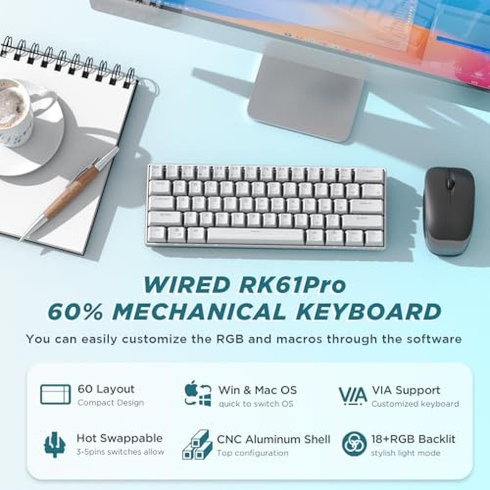 Keyboard Royal: RK ROYAL KLUDGE RK61 Pro 60% Mechanical – Side View