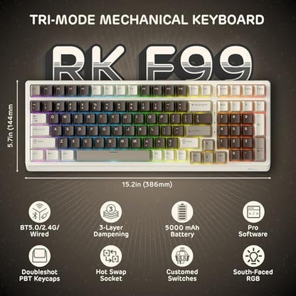 Keyboard Royal: RK ROYAL KLUDGE F99 Wireless Mechanical – Side View
