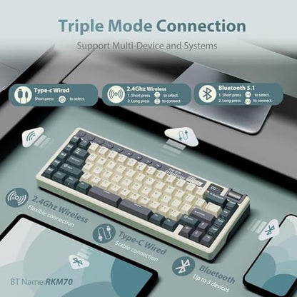 Keyboard Royal: RK ROYAL KLUDGE M70 Wireless Mechanical – Close-up Detail