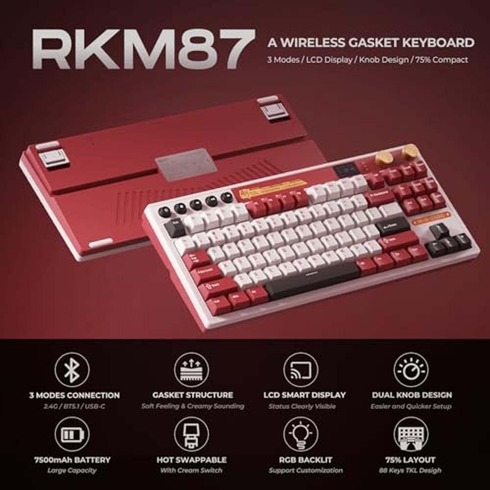Keyboard Royal: RK ROYAL KLUDGE M87 Wireless Gaming Keyboard – Side View