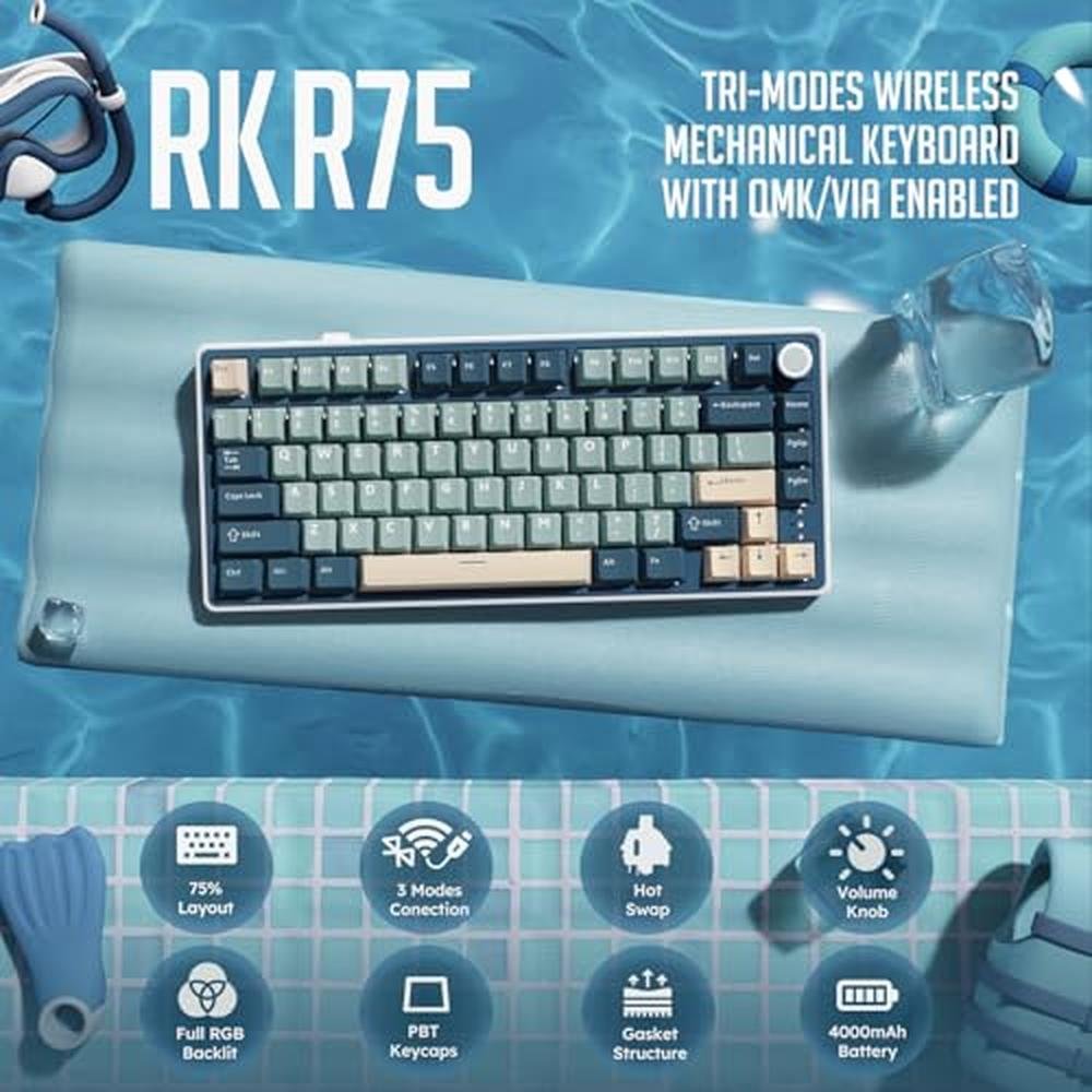 Keyboard Royal: RK ROYAL KLUDGE R75 Wireless Mechanical – Side View