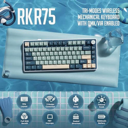 Keyboard Royal: RK ROYAL KLUDGE R75 Wireless Mechanical – Side View