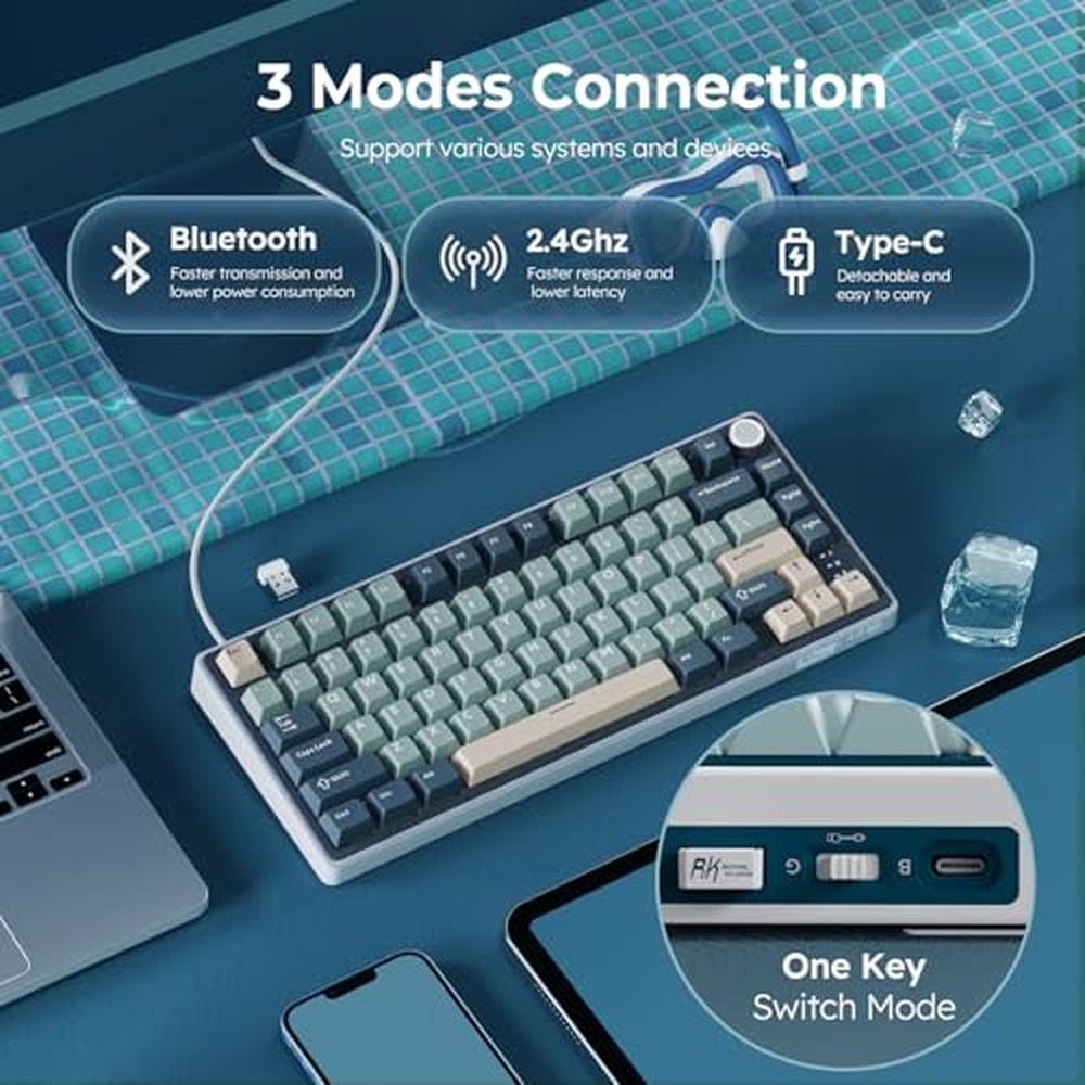 Keyboard Royal: RK ROYAL KLUDGE R75 Wireless Mechanical – Close-up Detail