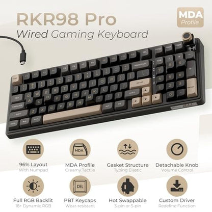 Keyboard Royal: RK ROYAL KLUDGE R98 Pro Wired Mechanical – Side View