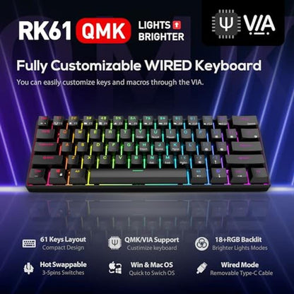 Royal Kludge RK61: 60% Mechanical Gaming Keyboard – Side View