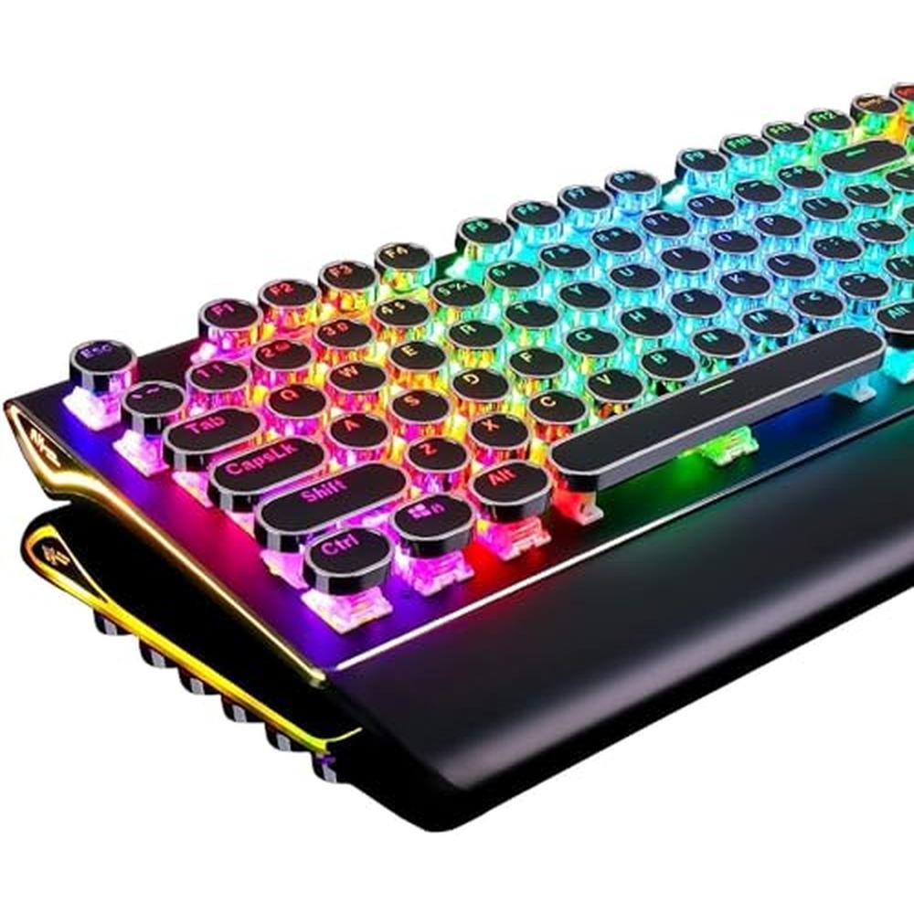 Keyboard Black: RK ROYAL KLUDGE S108 Typewriter Mechanical – Front View