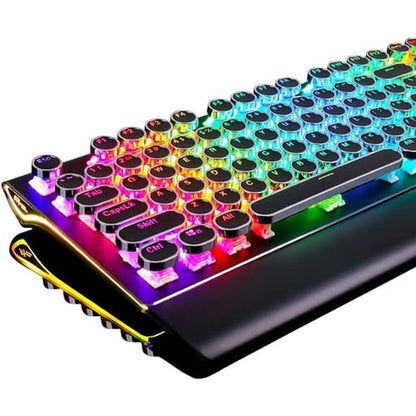 Keyboard Black: RK ROYAL KLUDGE S108 Typewriter Mechanical – Front View