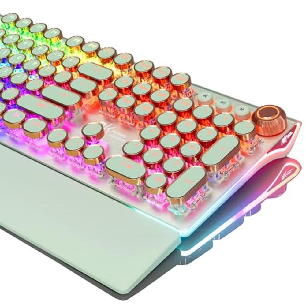 Keyboard Green: RK ROYAL KLUDGE X108 Typewriter Style – Front View