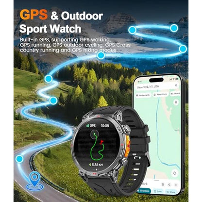Rmana Military Smart Watch: Rmana 2025 GPS 1.56 AMOLED – Side View