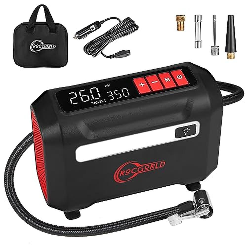 Air Portable Compressor: ROCGWORLD R8 Tire Inflator – Front View