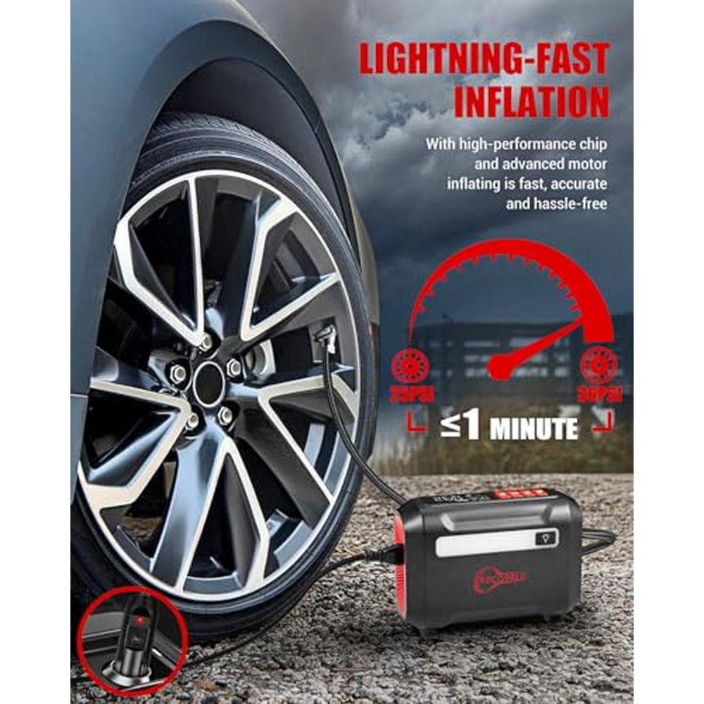 Air Portable Compressor: ROCGWORLD R8 Tire Inflator – Side View