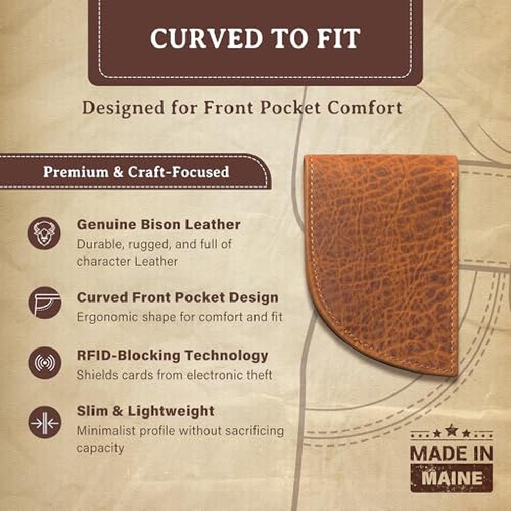 ROGUE WALLET Genuine Bison Leather Wallets for Men – Side View
