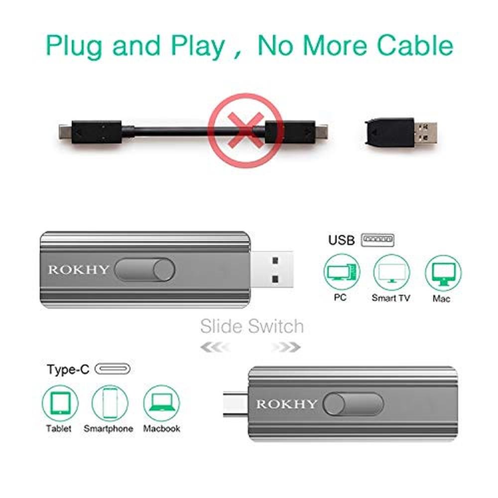 500gb Flash Drive: Rokhy Extreme Portable Mini External SSD – Side View