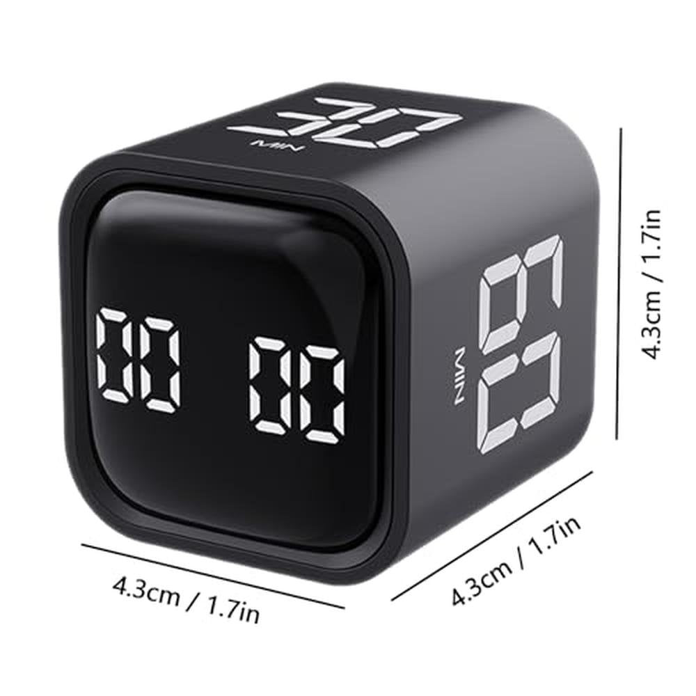 Rotating Cube Timer: Premium Pomodoro Stopwatch with – Side View