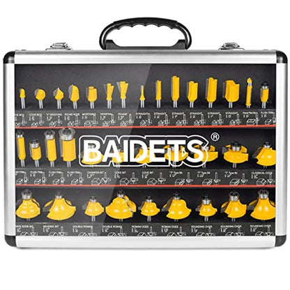 Router Bits 1/4 Inch Shank: BAIDETS 35Pcs 1/4" Router Bit – Front View