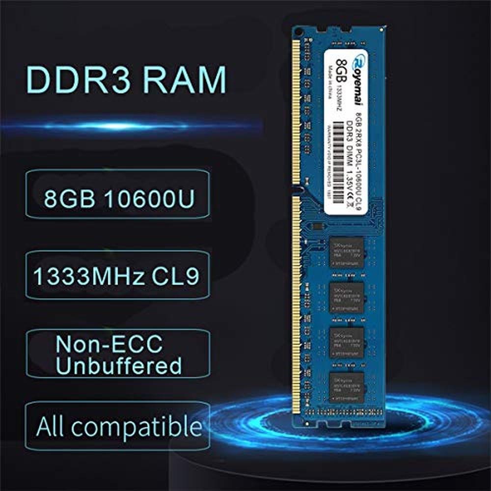 8GB DDR3L RAM: Royemai 10600U 1333MHz – Close-up Detail