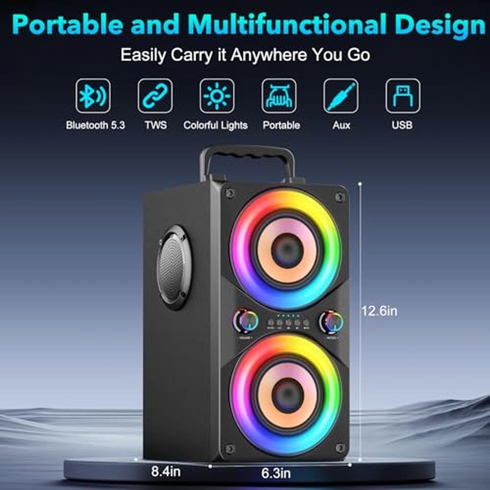 RRNUY Bluetooth Speaker: 100W Portable Big Powerful Deep – Close-up Detail