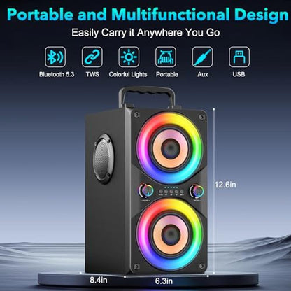 RRNUY Bluetooth Speaker: 100W Portable Big Powerful Deep – Close-up Detail
