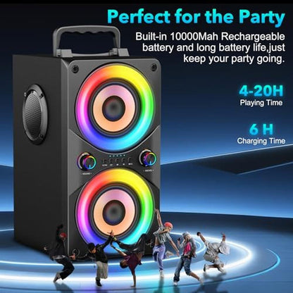 RRNUY Bluetooth Speaker: 100W Portable Big Powerful Deep – In Use