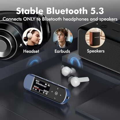 RUIZU 64GB USB MP3 Player with Bluetooth 5.3 – Side View
