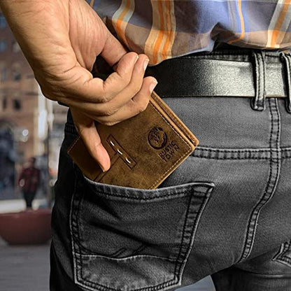 RUSTIC TOWN Full Grain Leather Wallet for Men – Side View