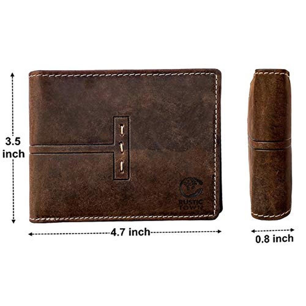 RUSTIC TOWN Full Grain Leather Wallet for Men – Close-up Detail
