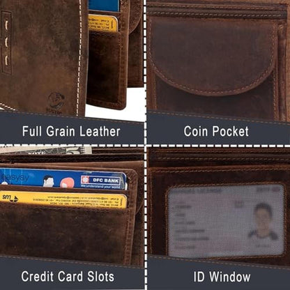 RUSTIC TOWN Full Grain Leather Wallet for Men – In Use
