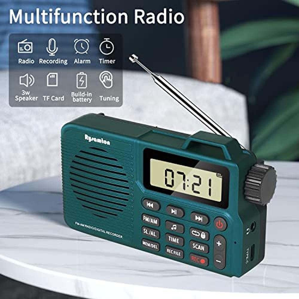 Portable AM/FM Radio: Digital Radio Recorder – Side View