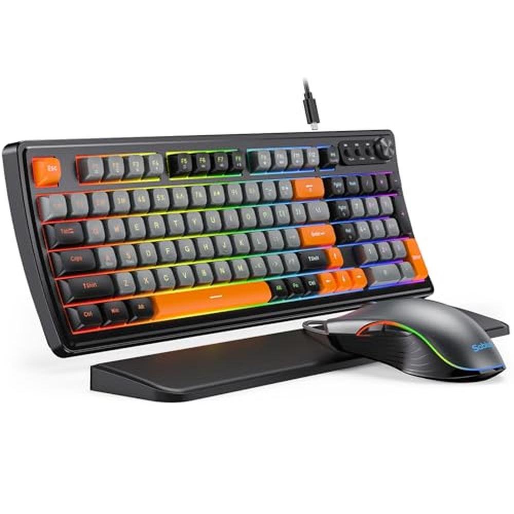 Gaming Keyboard: SABLUTE Quiet Membrane Keyboard with RGB – Front View