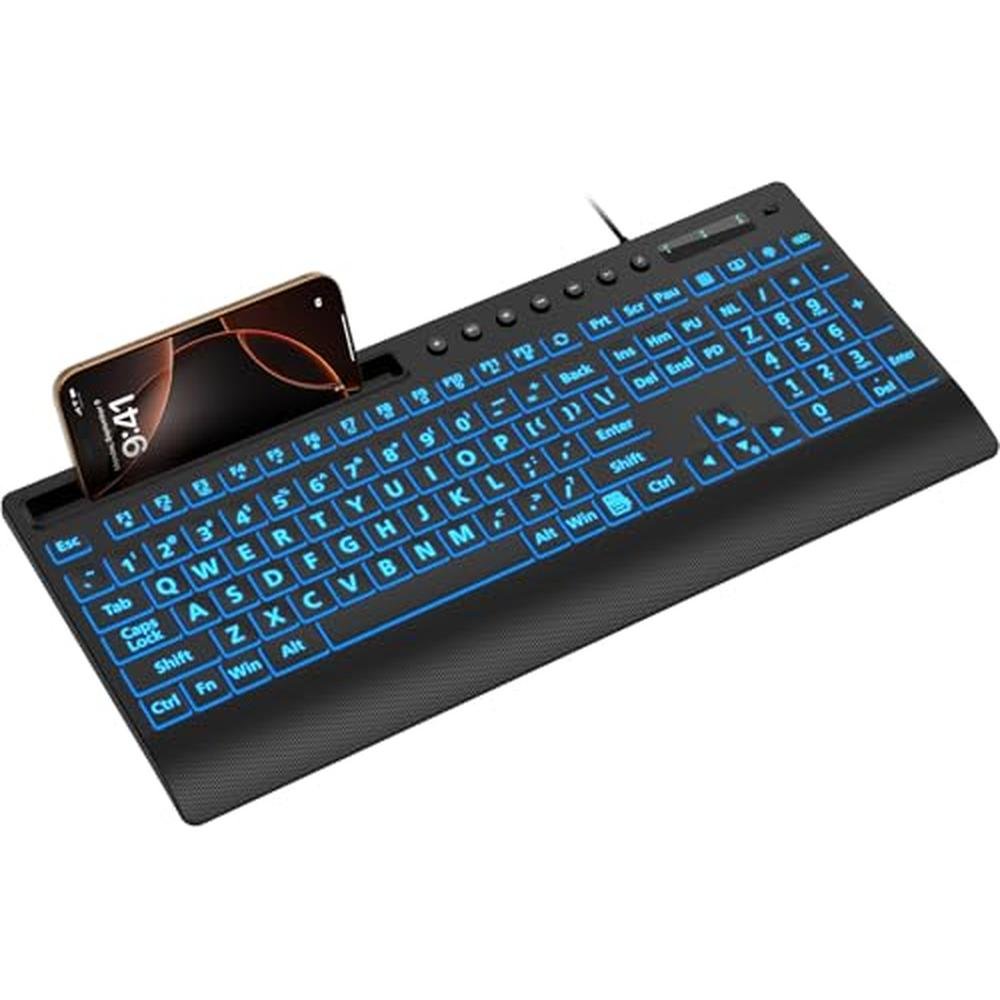 Sablute Keyboard: SABLUTE Large Print Backlit Keyboard USB – Front View