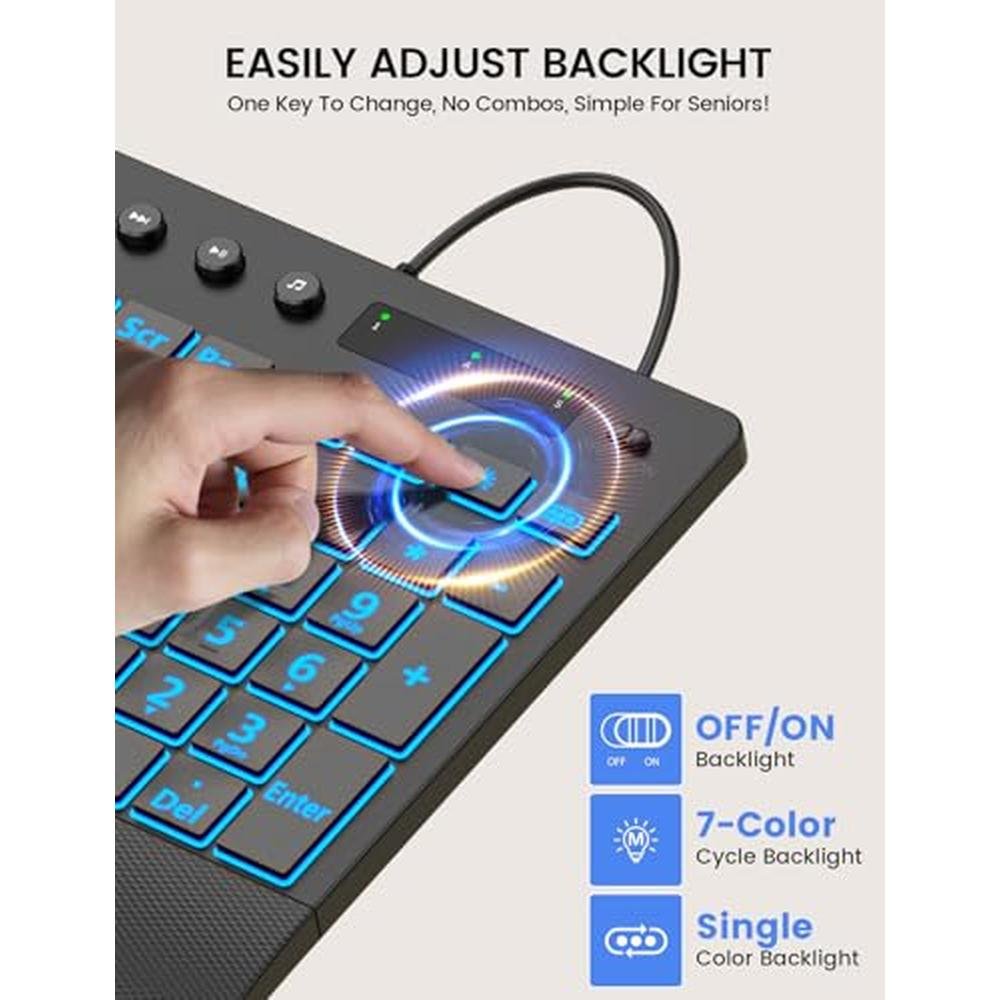 Sablute Keyboard: SABLUTE Large Print Backlit Keyboard USB – In Use