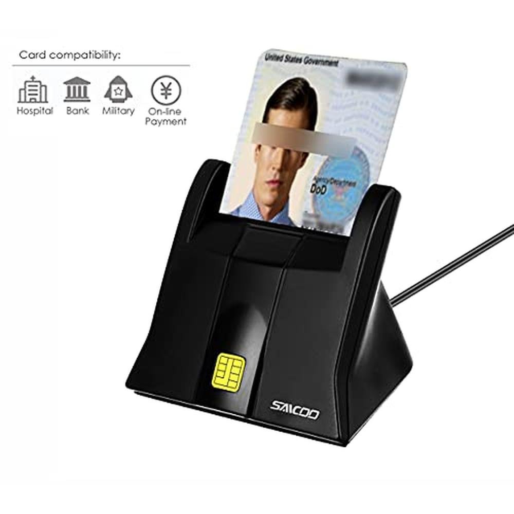 SAICOO Smart Card Reader: DOD Military-Grade USB Common – Side View