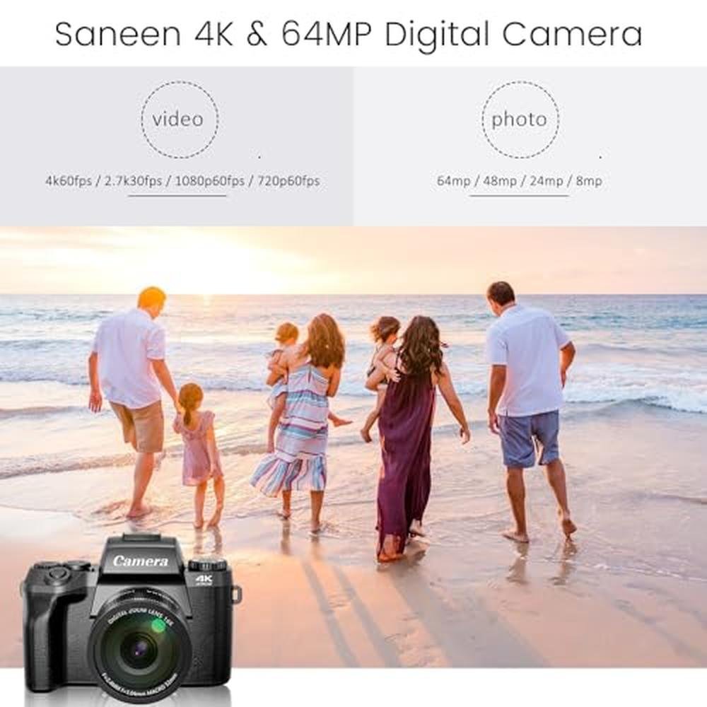 Camera: Saneen Digital Camera 4K Cameras for Photography – Side View
