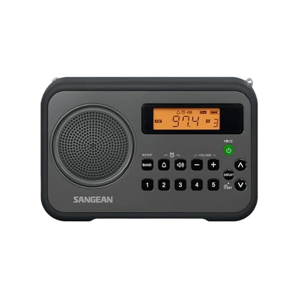 Black Sangean: Sangean PR-D18BK AM FM Portable Digital – Front View