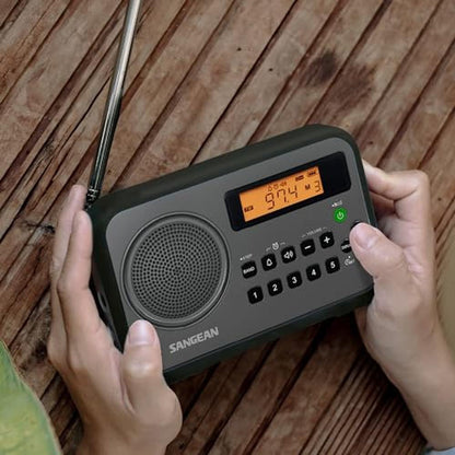 Black Sangean: Sangean PR-D18BK AM FM Portable Digital – Side View
