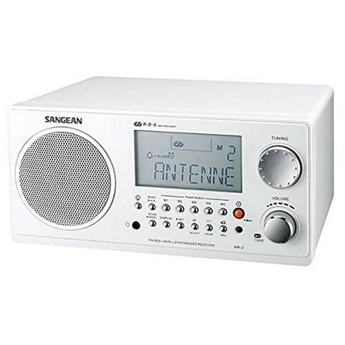 Sangean WR-2 AM FM RDS Wooden Cabinet Digital Tuning Radio – Front View