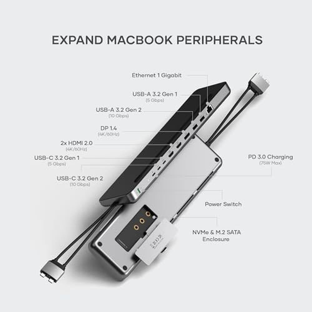 Dual Satechi: Satechi Dual USB-C Docking Station and Stand – Side View