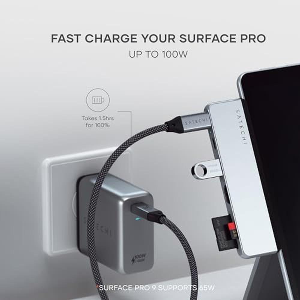 Satechi Dual USB-C Hub for Surface Pro 11 – In Use