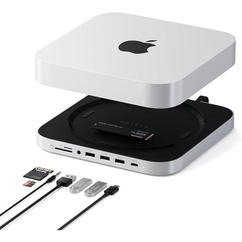 Mac 10gbps Ethernet: Satechi Mac Mini Hub Stand with SSD – Front View