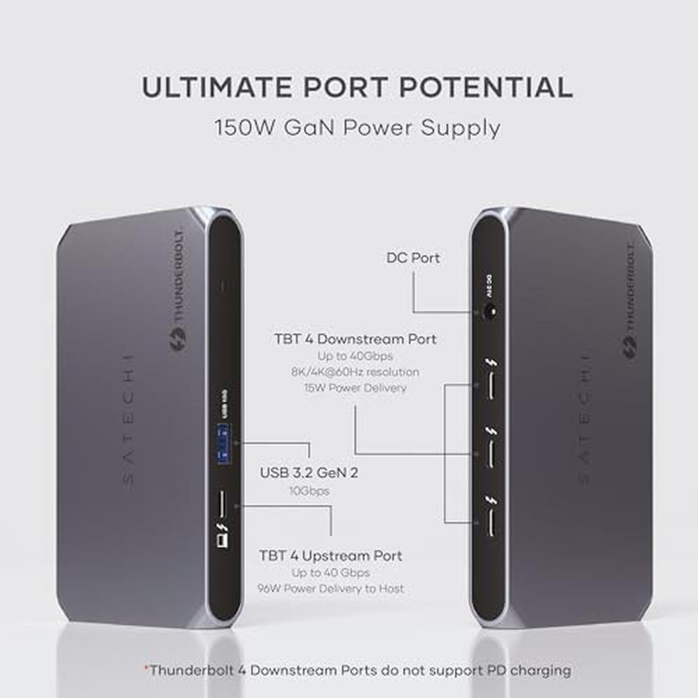 Thunderbolt Satechi: Satechi Thunderbolt 4 Dock Slim Hub Pro – Side View