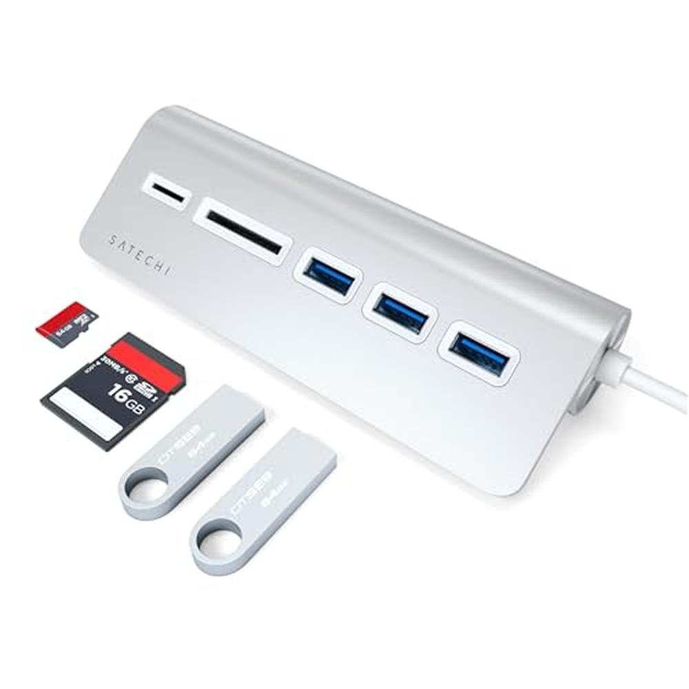 Satechi USB-C Hub: Premium 3-Port USB-A 3.0 Data Hub with – Side View